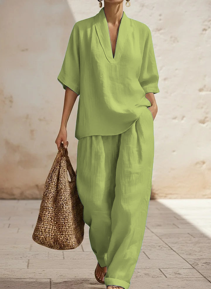 Plus Size Friendly New Arrivals🔥 Women’s Casual Cozy Minimalist Linen Two-piece Set