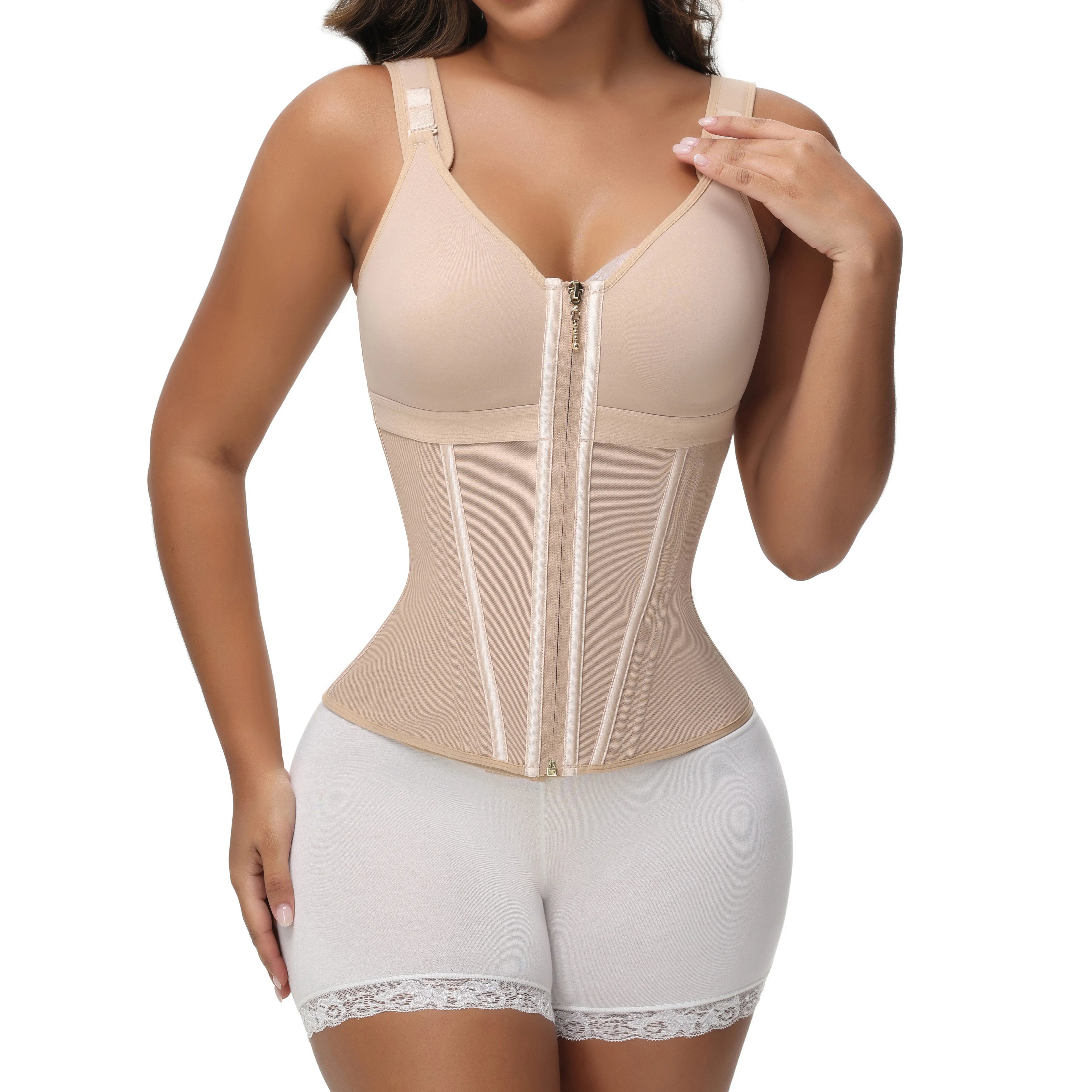 Women's waist trainer shapewear, with bra and shapewear, sports shapewear with adjustable shoulder straps
