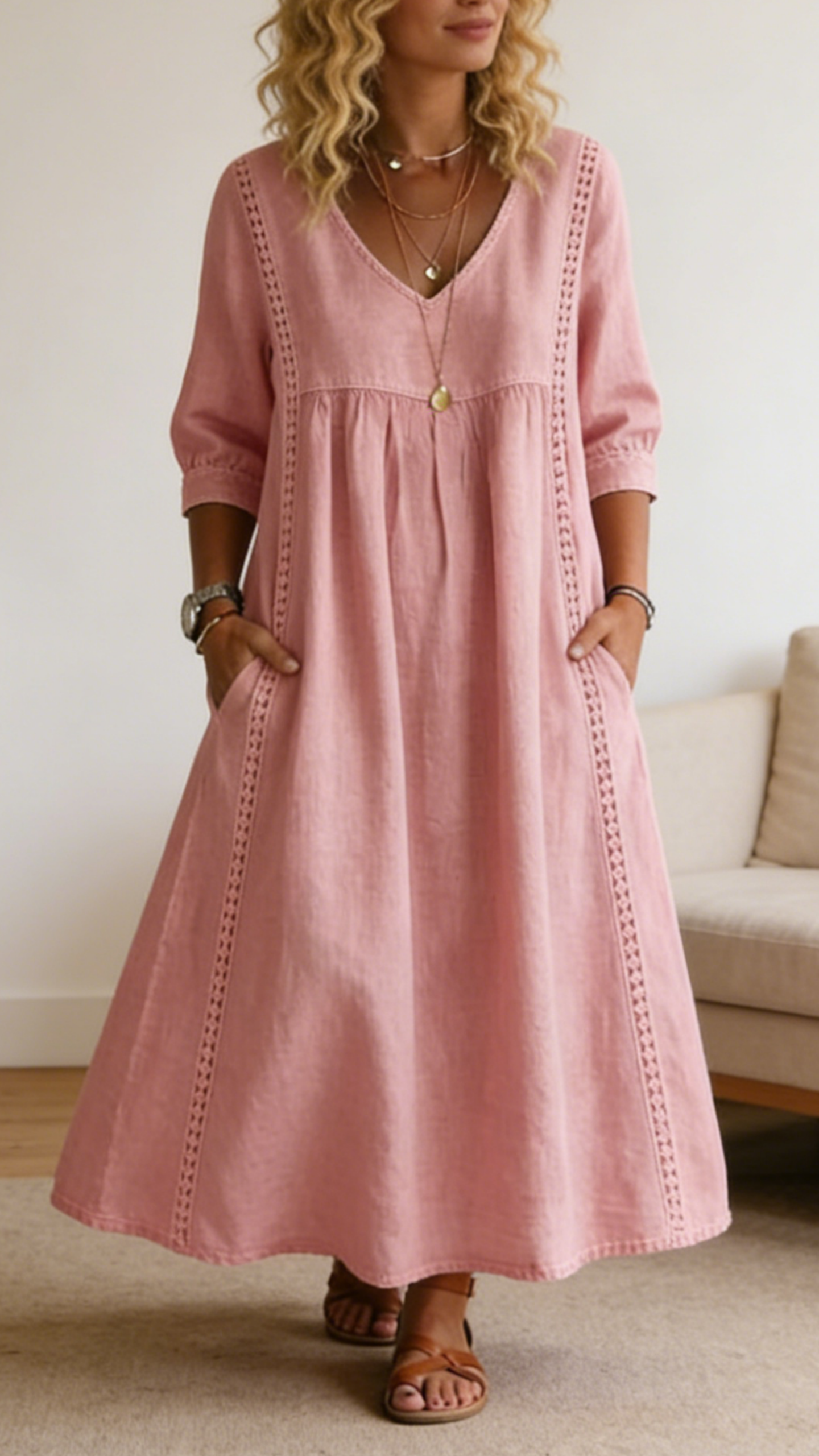 Casual loose-fit vintage faux denim dress
