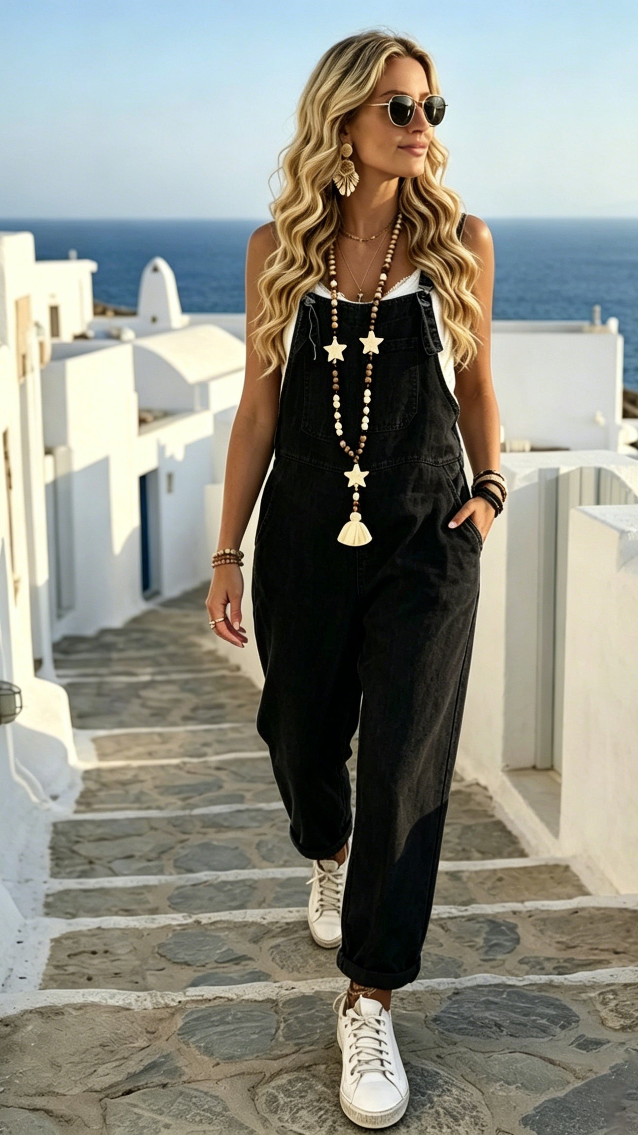 Women’s Casual Cotton-Linen Strappy Overalls