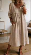 Casual loose-fit vintage faux denim dress