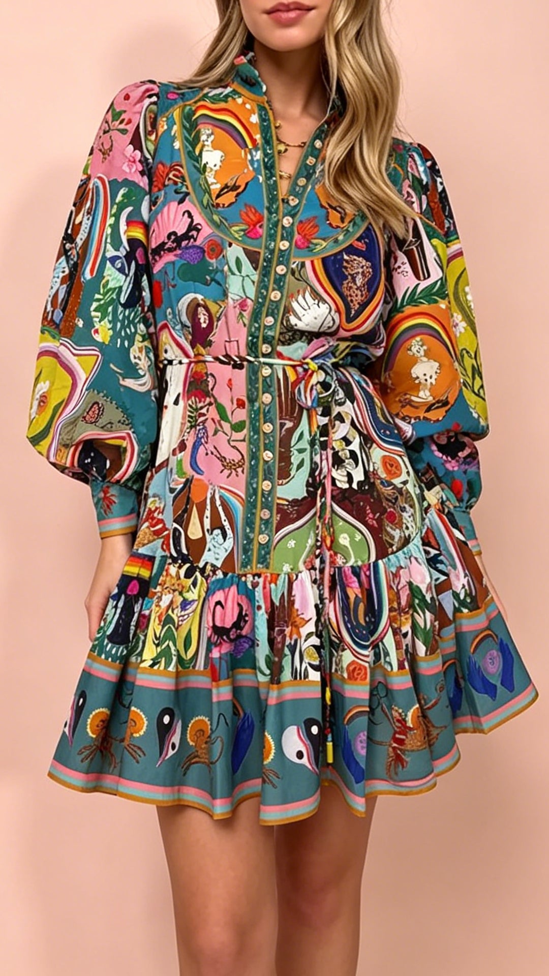 ✨🔥HOT SALE 👉Recommenf for you-Women’s Art Print Shirt Dress