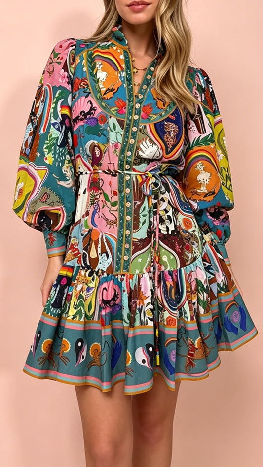 ✨🔥HOT SALE 👉Recommenf for you-Women’s Art Print Shirt Dress