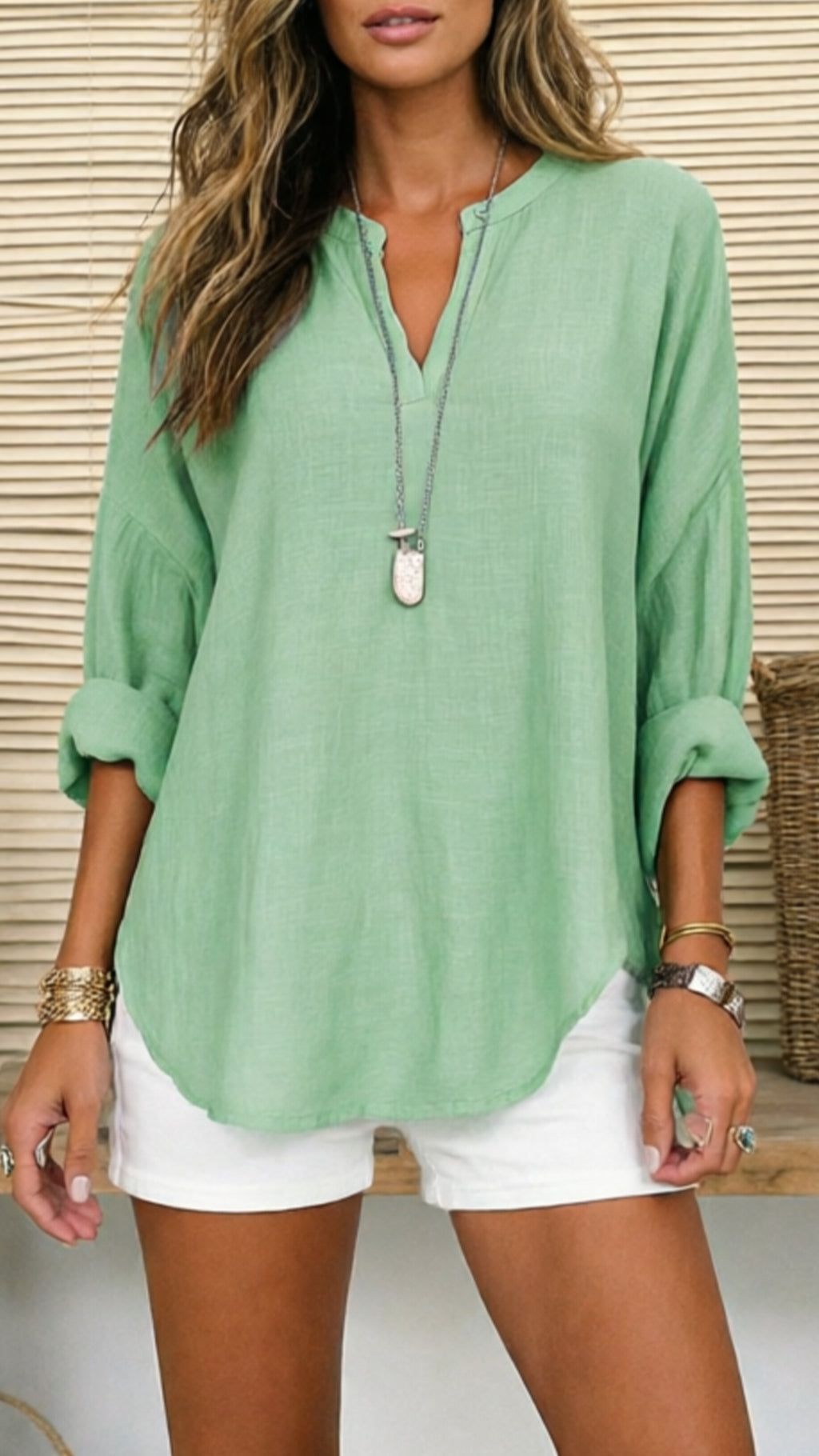 Women’s Linen V-Neck Loose Shirt