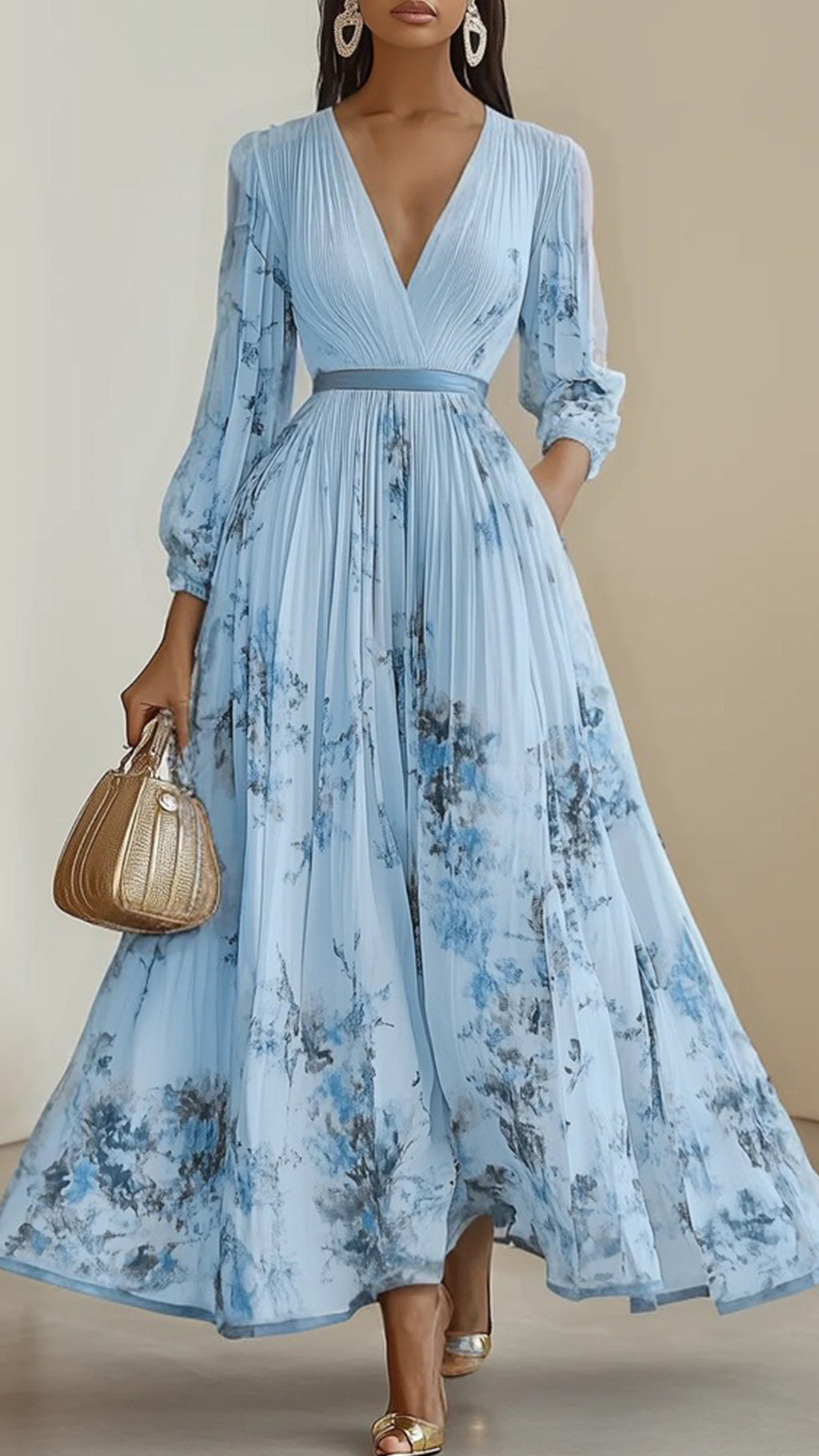 Women’s Floral Print Cotton-Blend Maxi Dress