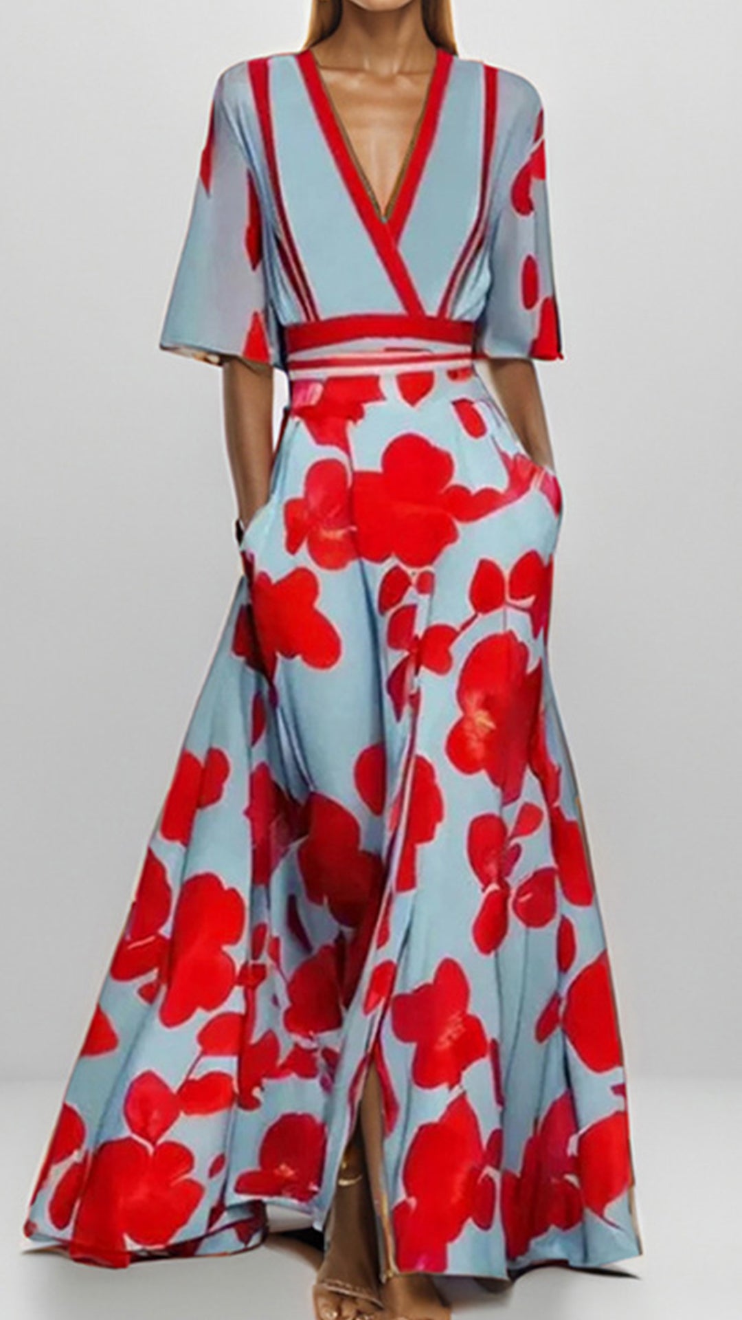 Women’s Floral Print Cotton-Blend Maxi Dress
