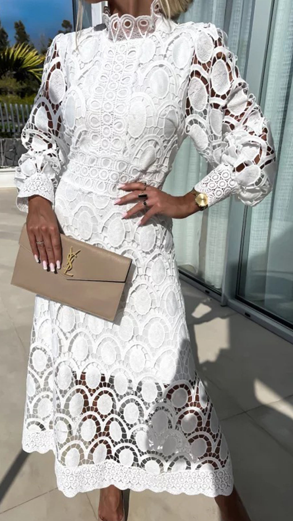 Women’s Lace Cotton-Blend Midi Dress