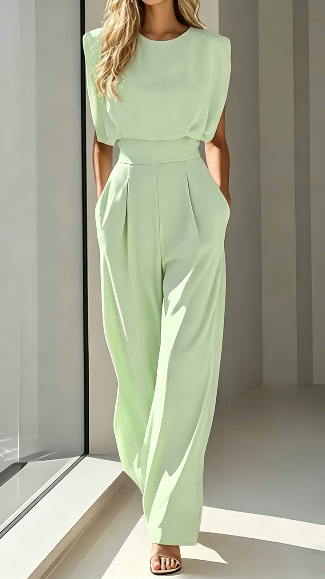 Women’s Cotton-Blend Waisted Jumpsuit
