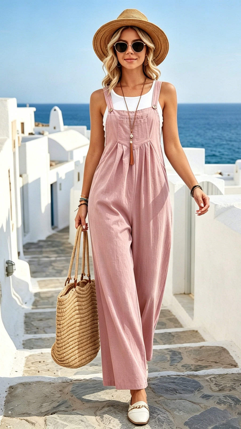 Women’s Solid-Color Casual Retro Overalls