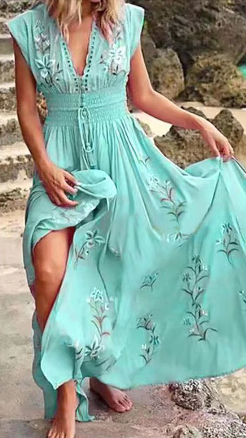 Women’s   Floral  Cotton-Blend Maxi Dress