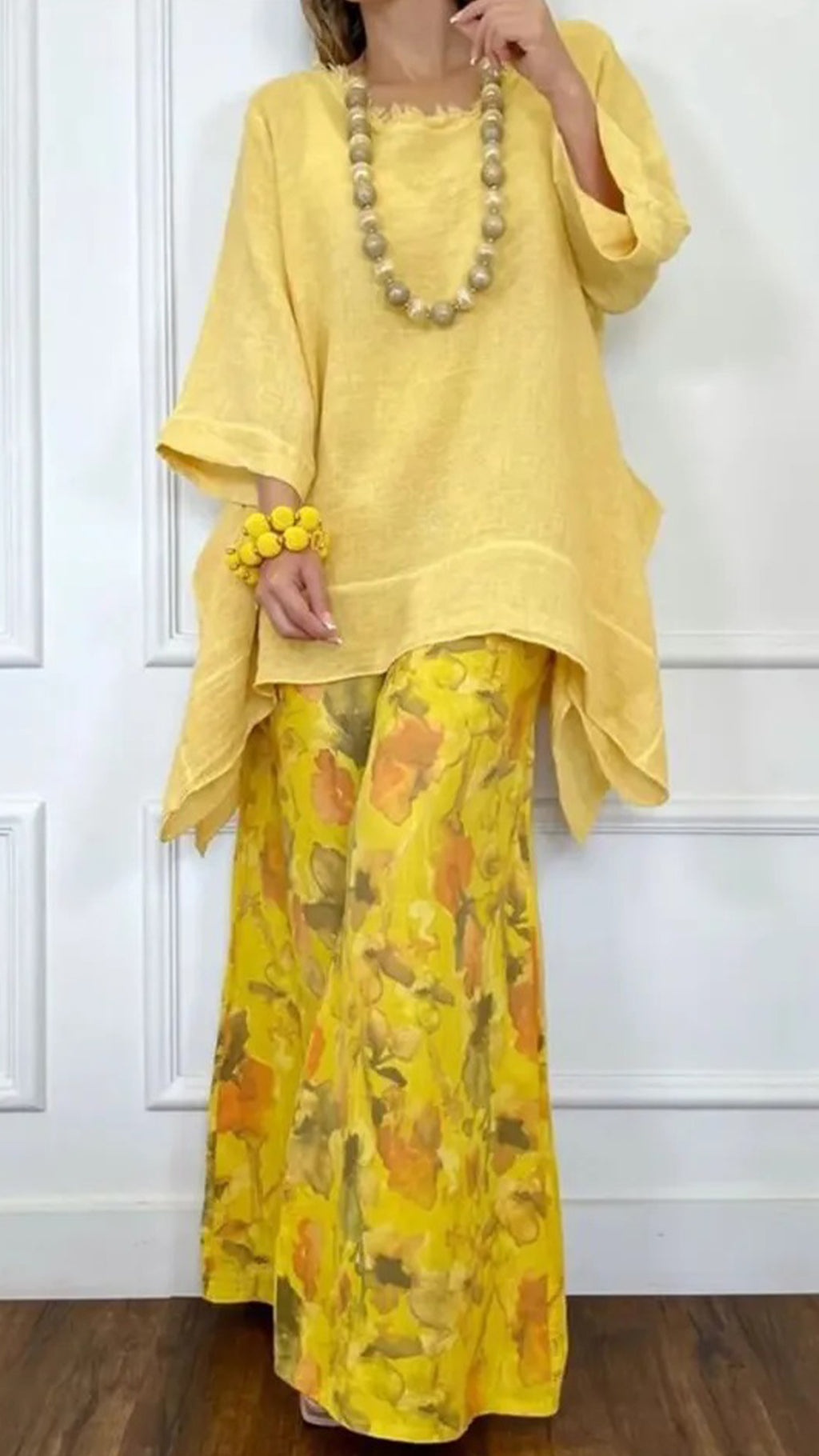 Women’s Linen-Blend Floral Print Two-Piece Set
