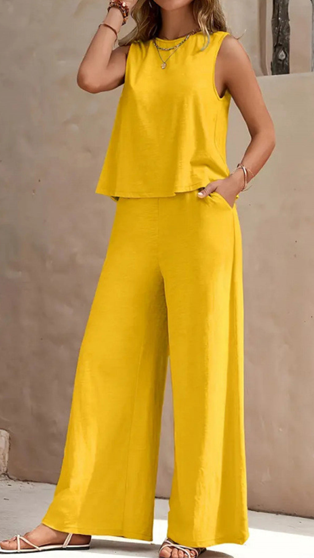 Women’s  Sleeveless Cotton-Blend Two-Piece Set