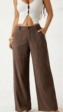 Women’s  High-Waist Cotton-Blend Wide-Leg Pants