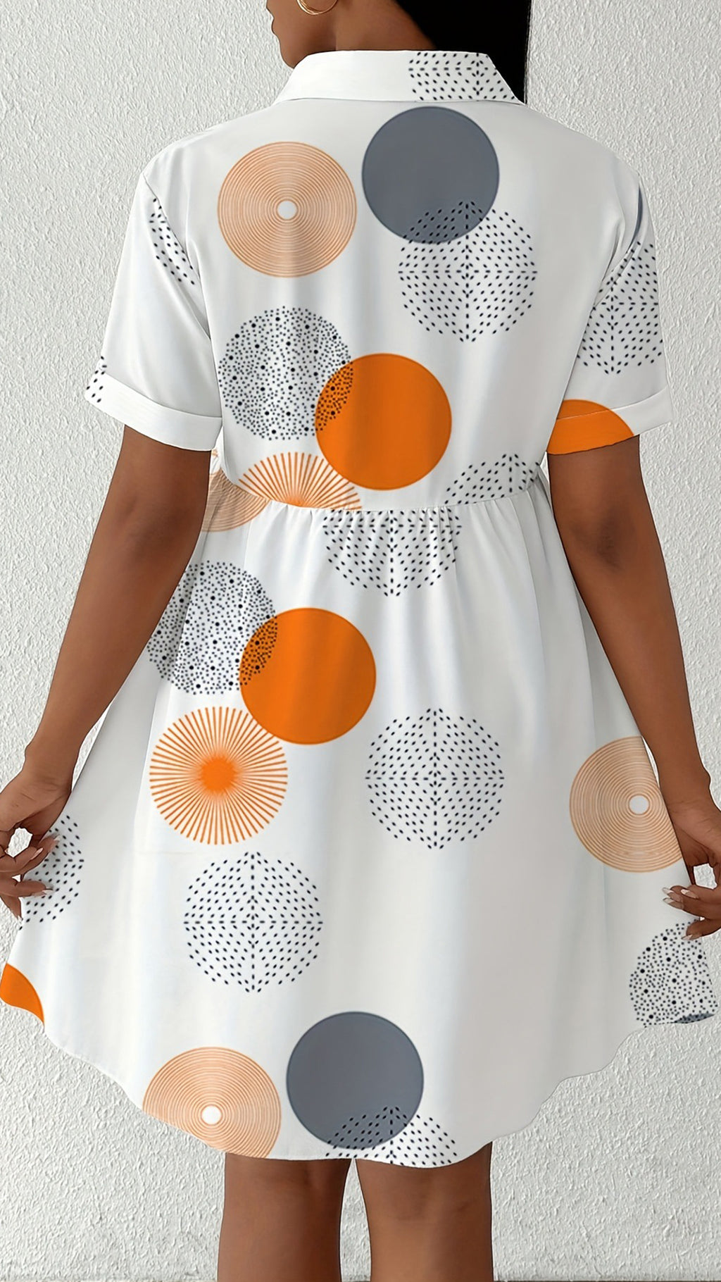Women’s Geometric Dot Cotton-Blend Shirt Dress