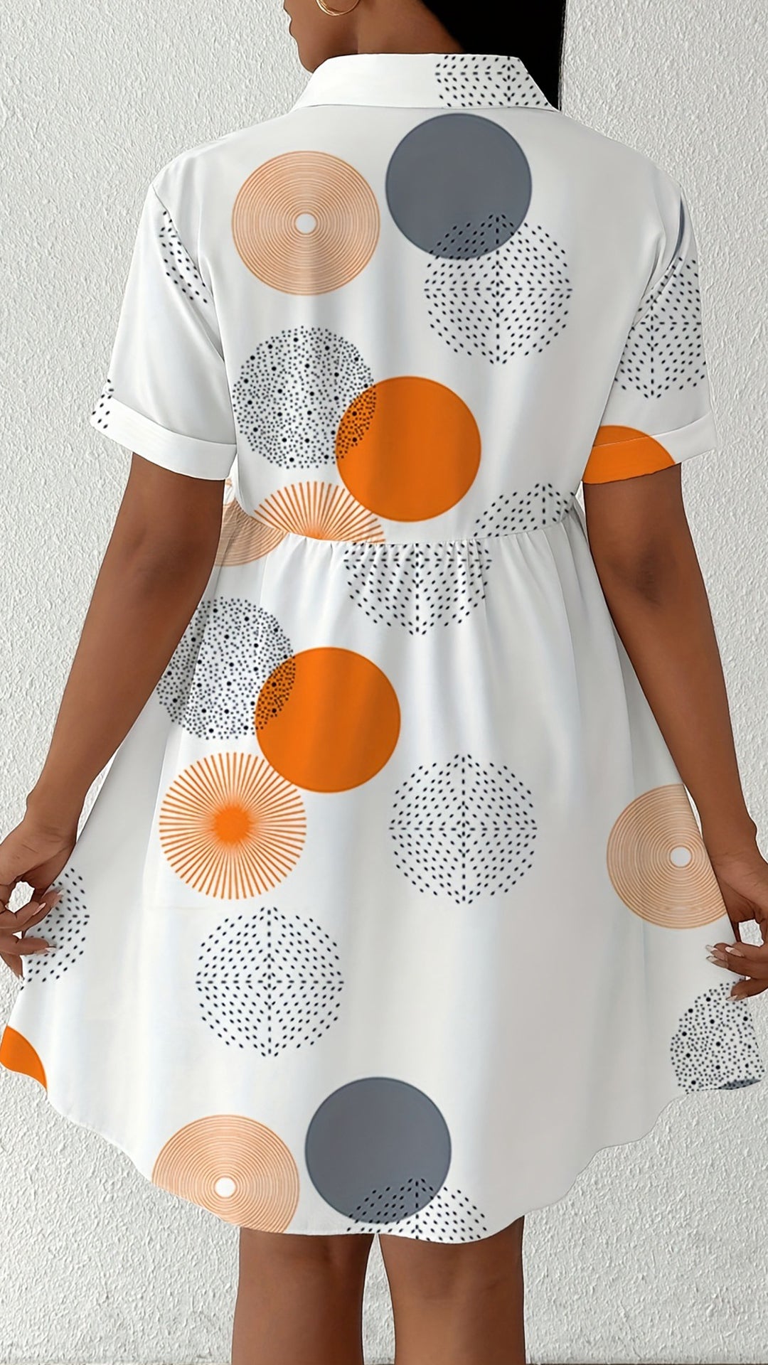 Women’s Geometric Dot Cotton-Blend Shirt Dress