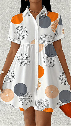 Women’s Geometric Dot Cotton-Blend Shirt Dress