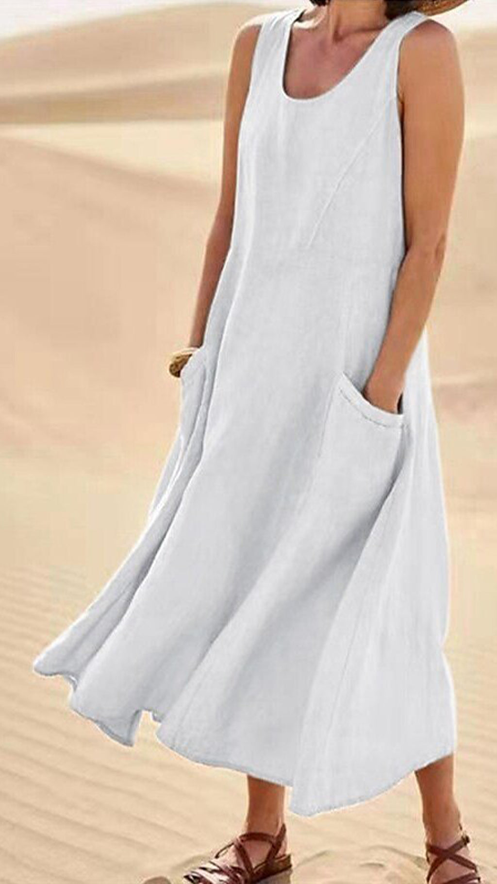 Women’s Cotton-Linen Blend Sleeveless Dress