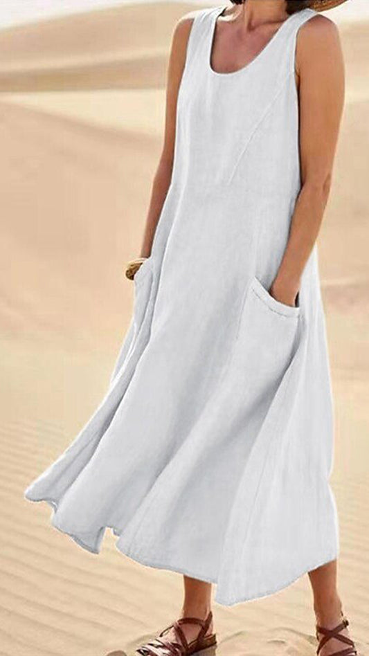 Women’s Cotton-Linen Blend Sleeveless Dress