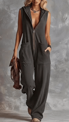 Women’s  Cotton-Blend Hooded Sleeveless Jumpsuit