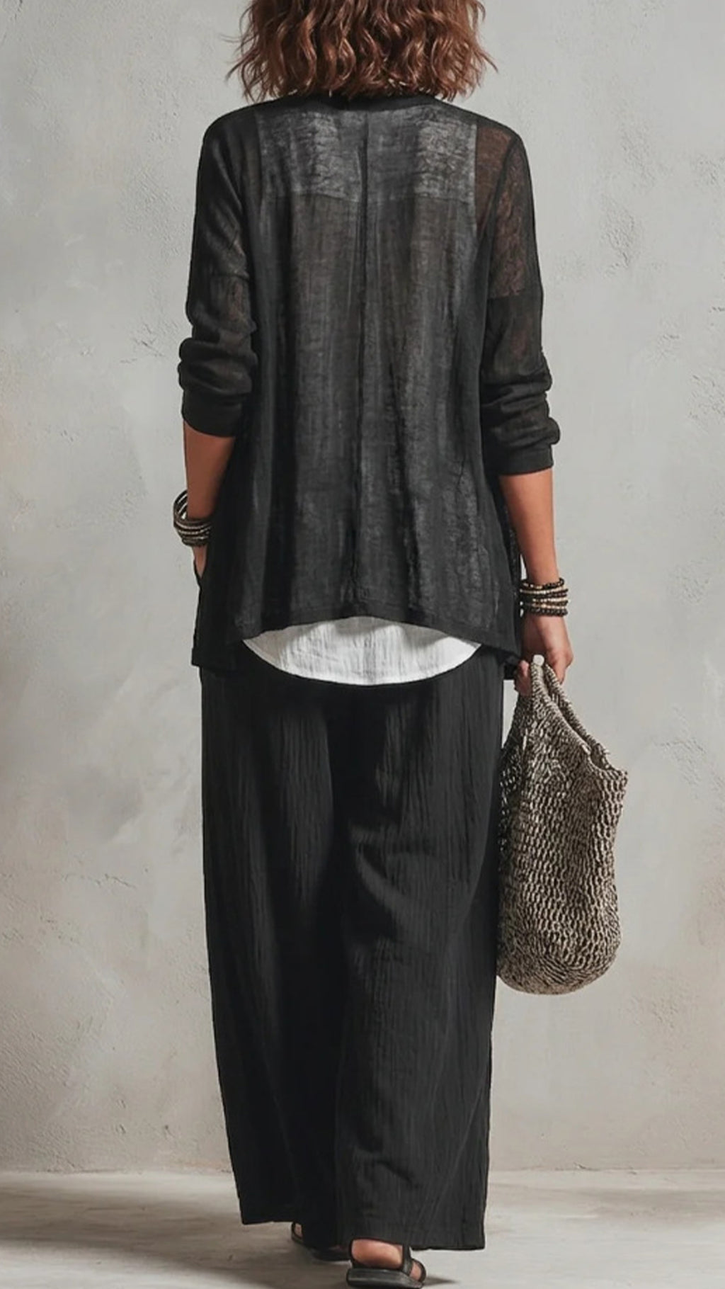 Women’s Cotton-Blend 3-Piece Layered Wide-Leg Pants Set