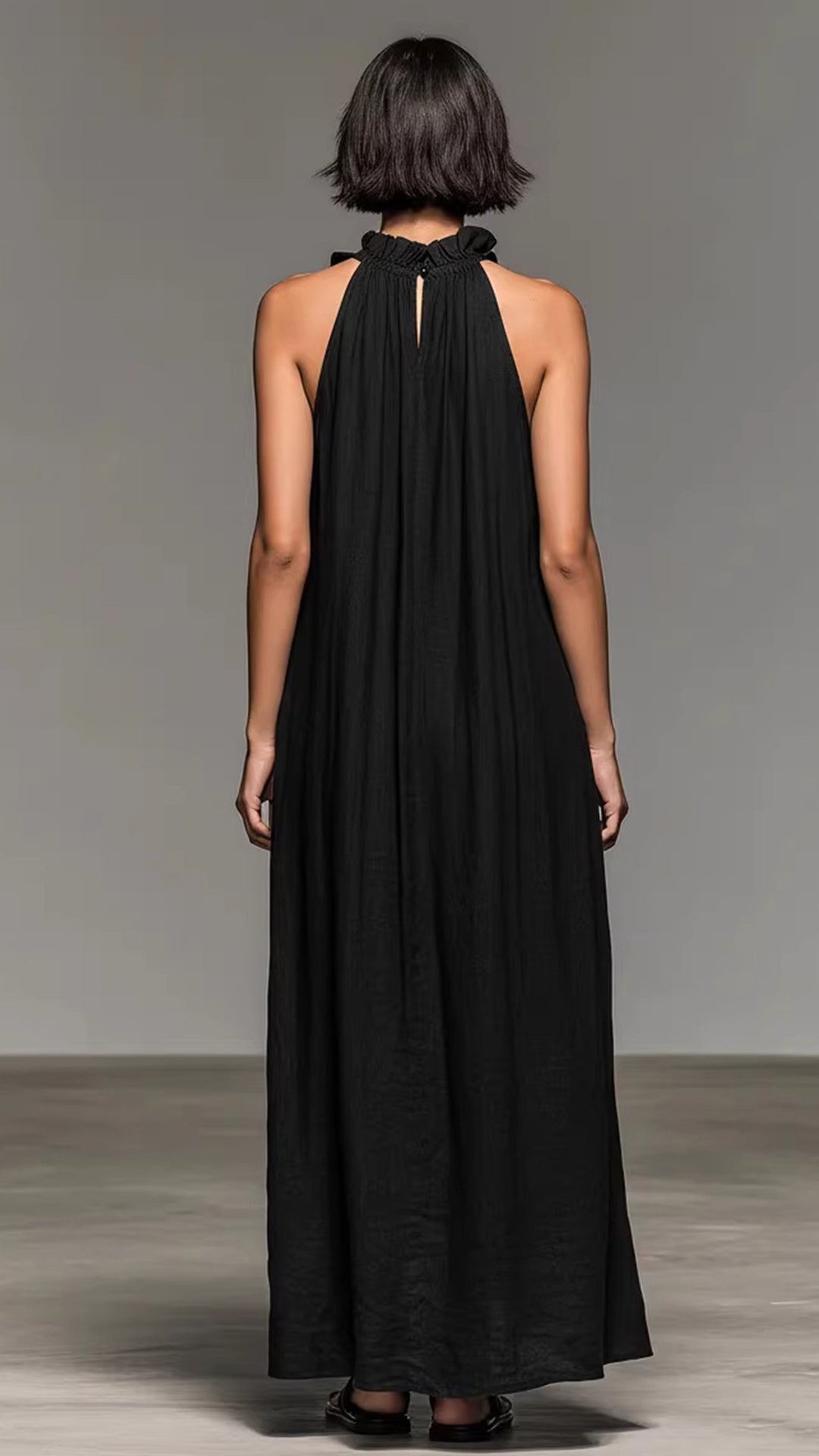 Women’s Halter-Neck Ruffled Sleeveless Maxi Dress