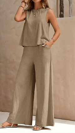 Women’s  Sleeveless Cotton-Blend Two-Piece Set