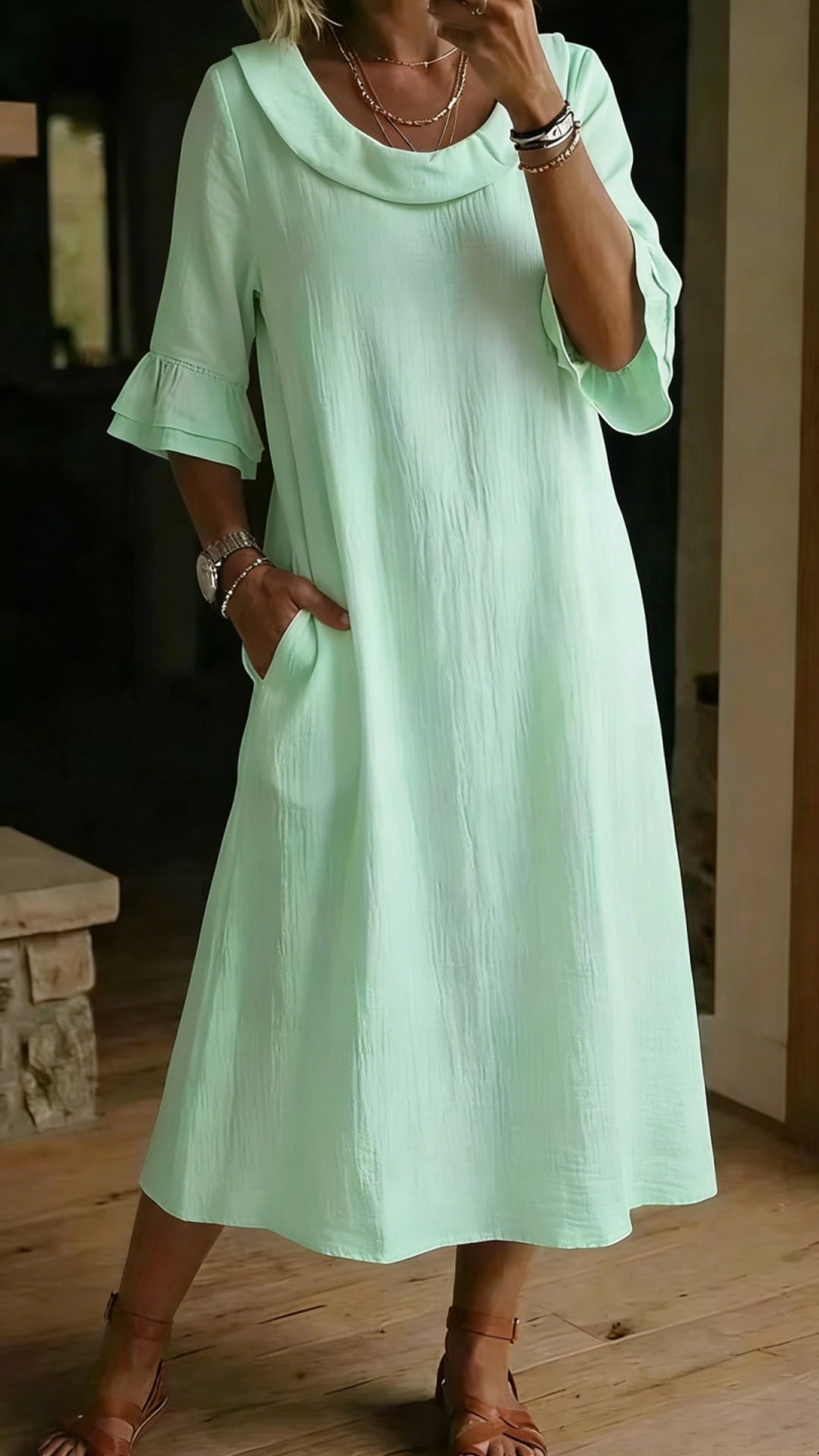 New Arrivals🔥Women’s Neck Ruffle Casual Dress