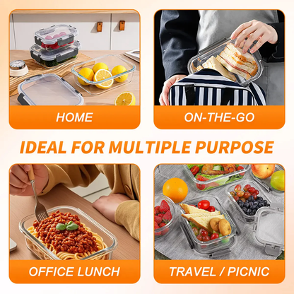 10 Pack BPA-Free GlassFood Storage ContainersLeak Proof Lids