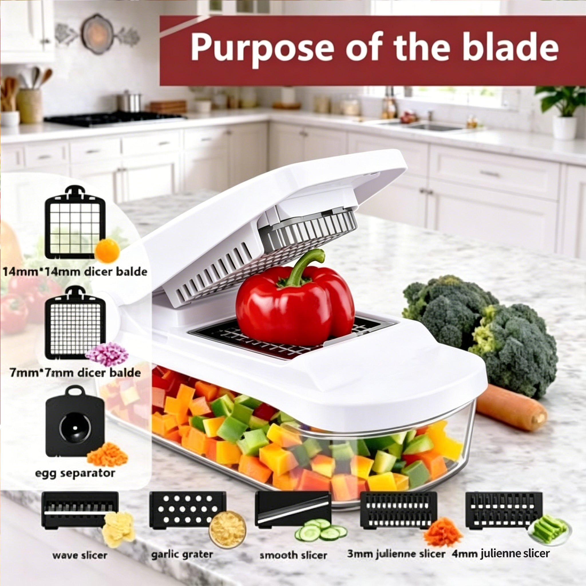 8-in-1 Multifunctional Vegetable Chopper with Storage Container