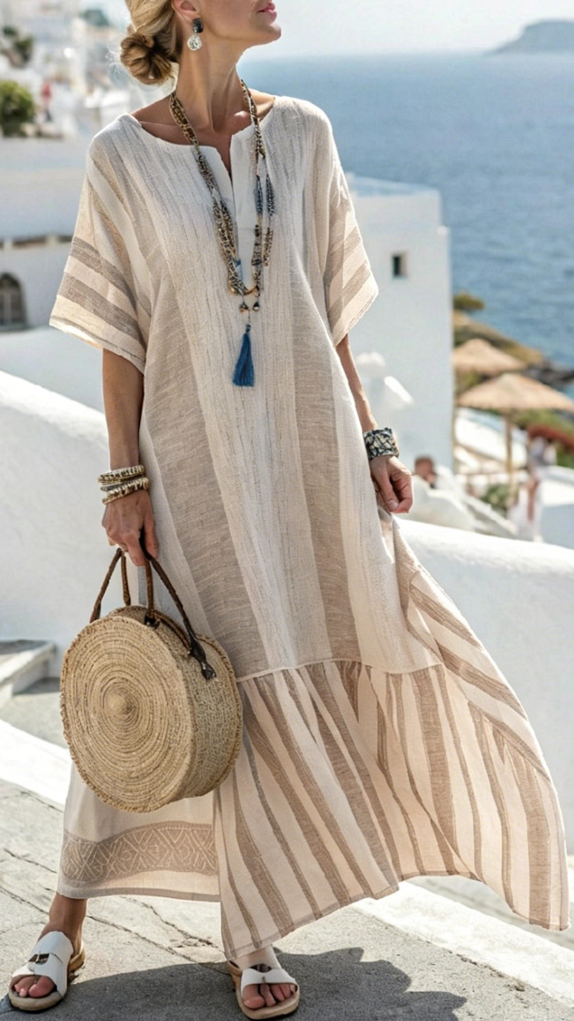 Women’s Digitally Printed V-Neck Midi Dress with Half Sleeves