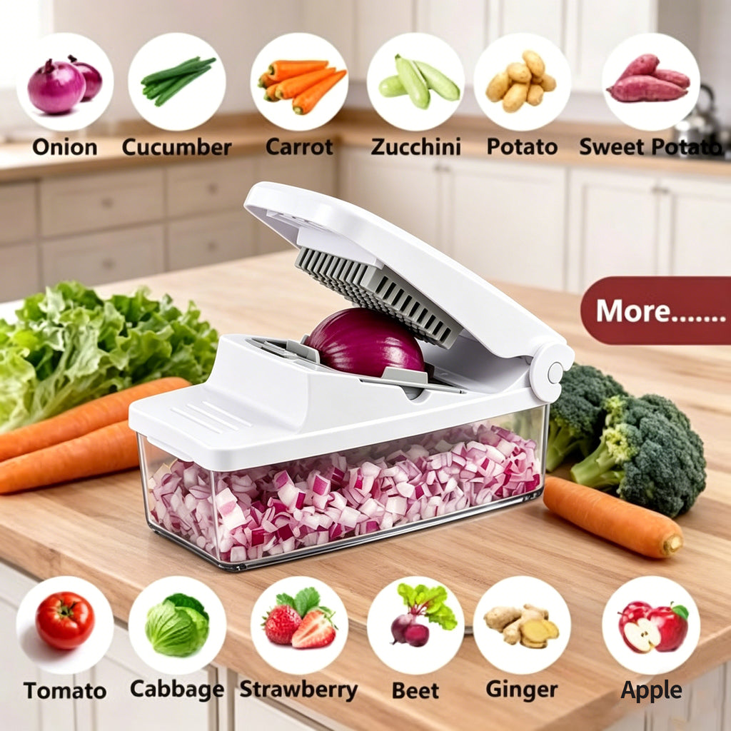 8-in-1 Multifunctional Vegetable Chopper with Storage Container