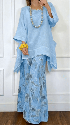 Women’s Linen-Blend Floral Print Two-Piece Set