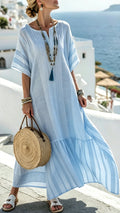 Women’s Digitally Printed V-Neck Midi Dress with Half Sleeves