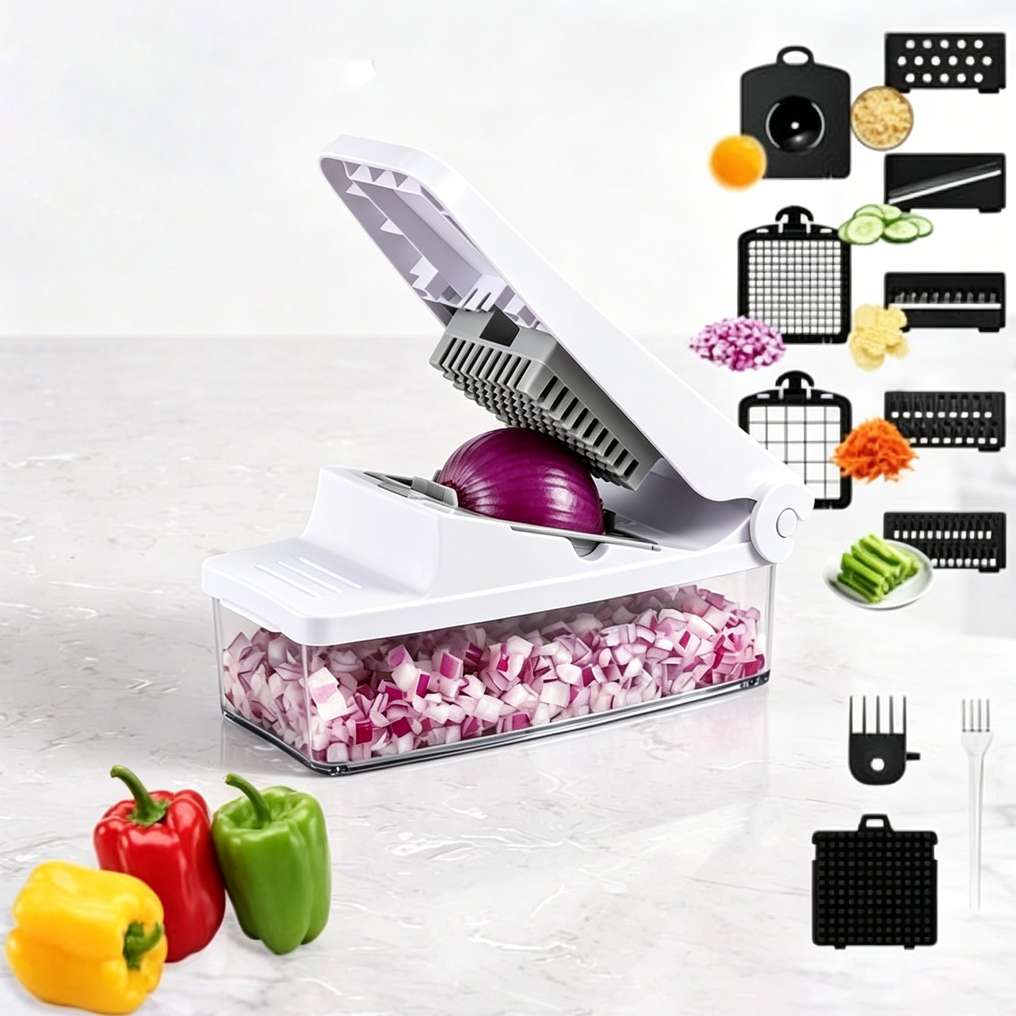 8-in-1 Multifunctional Vegetable Chopper with Storage Container