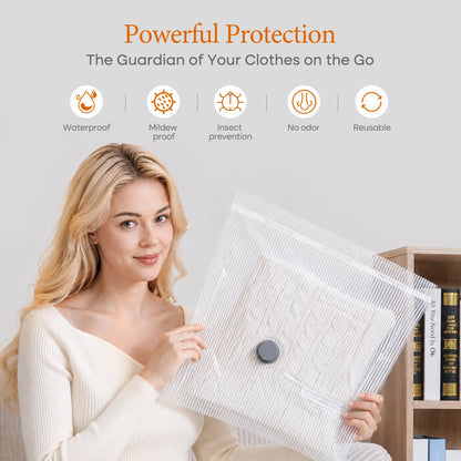2026 Upgraded Cordless Vacuum Compression Bag Set, 24 Pack 3 Sizes Travel Storage Bags, USB Rechargeable Handheld Pump, Waterproof Reusable Space Saver Zipper Pouches for Luggage Suitcase Clothes Carry-On Packing