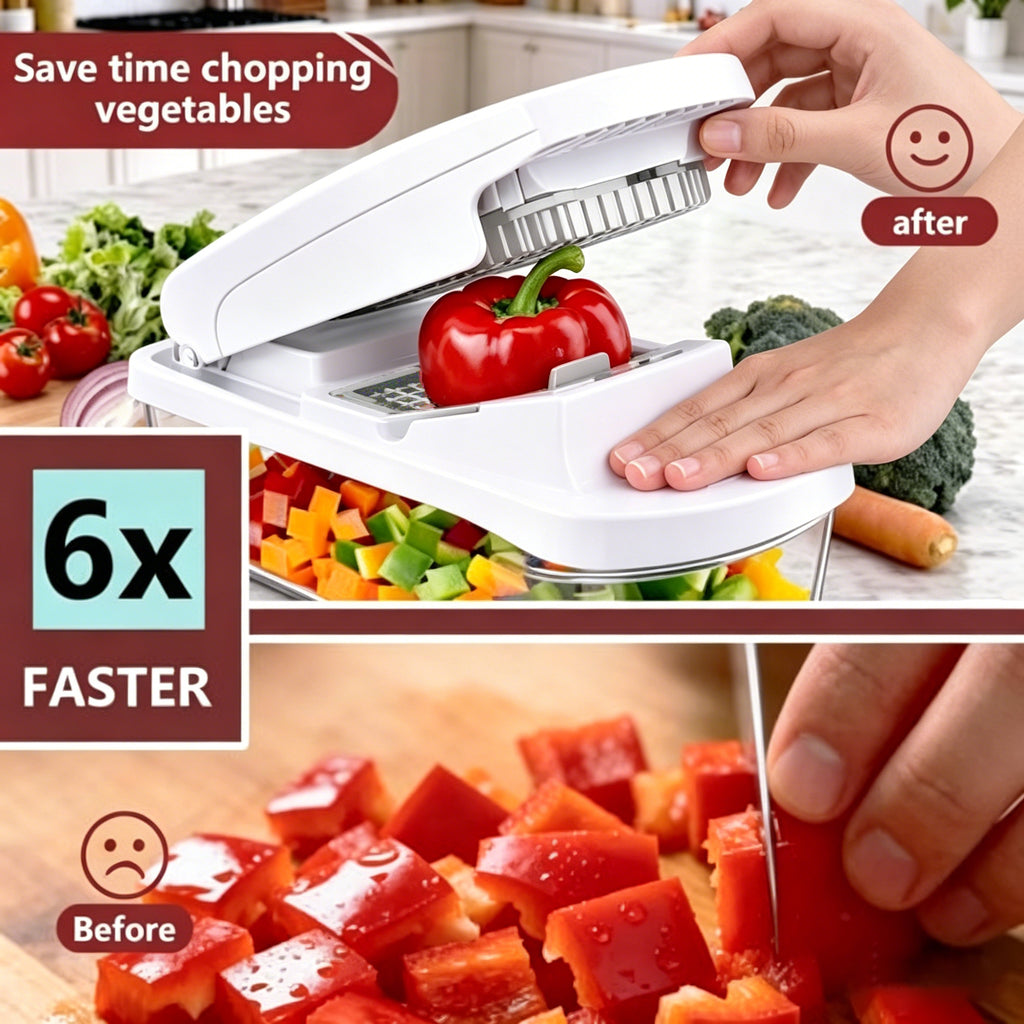 8-in-1 Multifunctional Vegetable Chopper with Storage Container