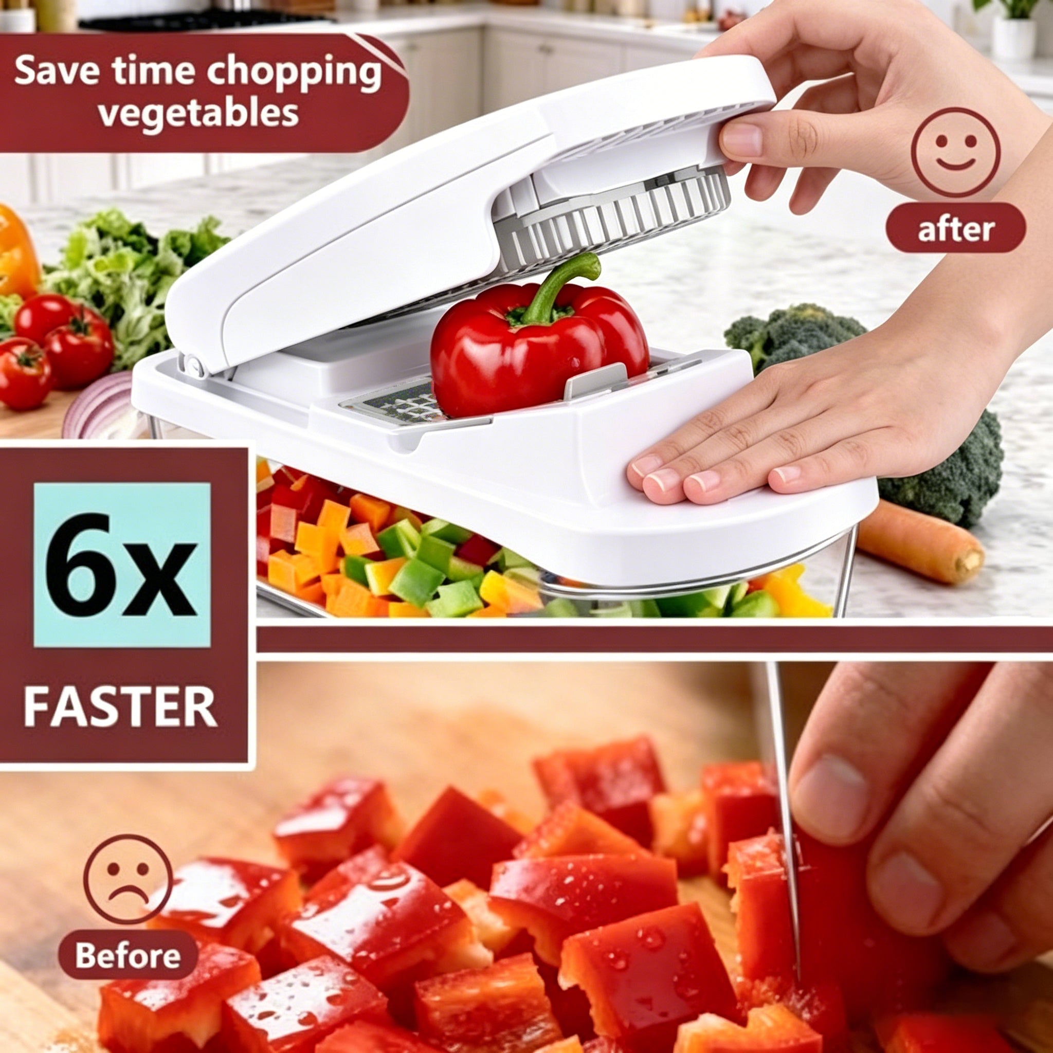 8-in-1 Multifunctional Vegetable Chopper with Storage Container