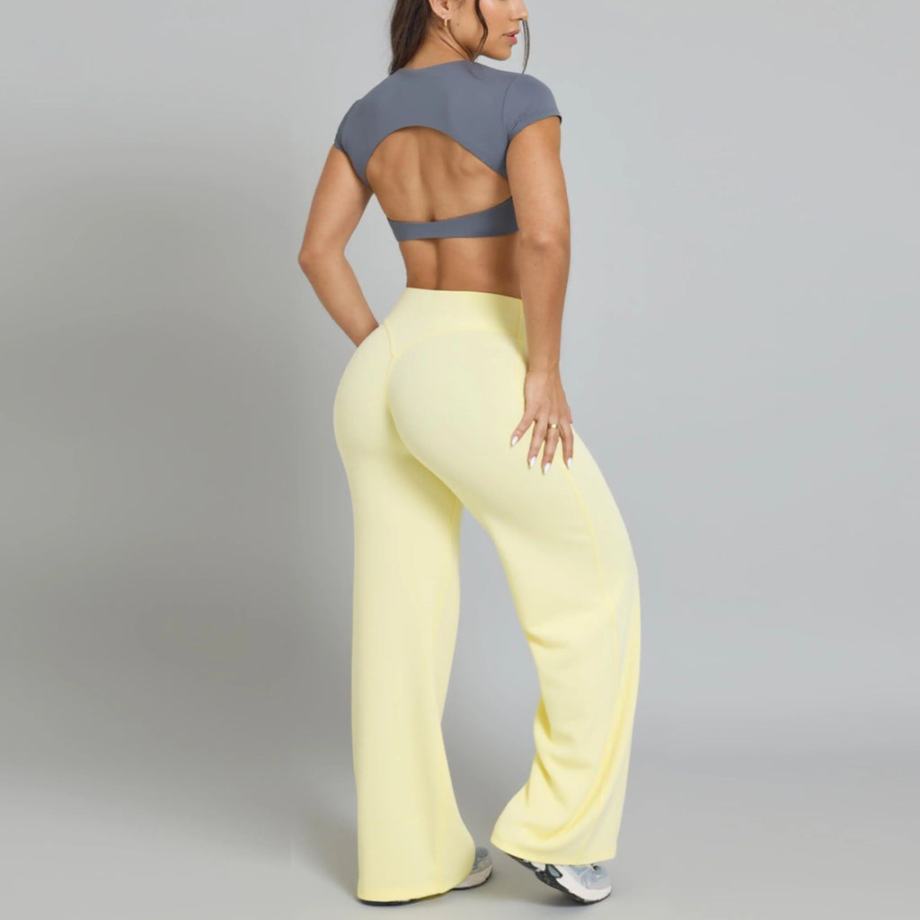 Women's Casual Pants | High Waisted | Loose-Fitting Wide Leg | Yoga | Comfortable Elastic Stretch | Straight Leg Hem