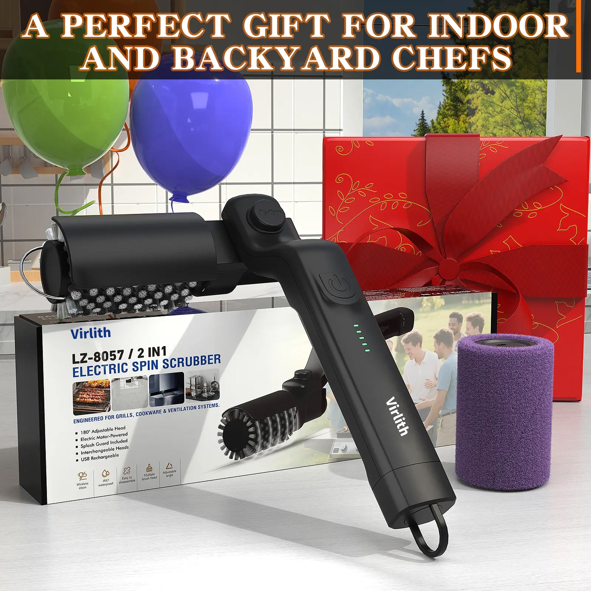 BBQ Grill Brush for Outdoor Grill, Cordless Electric Grill Cleaner,Rechargeable Grill Cleaning Brush,3 Powerful Speed BBQ Grill Brush for Outdoor Grill, 180%Adjustable