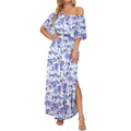 Plus Size Off-Shoulder Dress | Summer Casual | Long Ruffle | Side Split | Beach Maxi | With Pockets | Wedding Guest