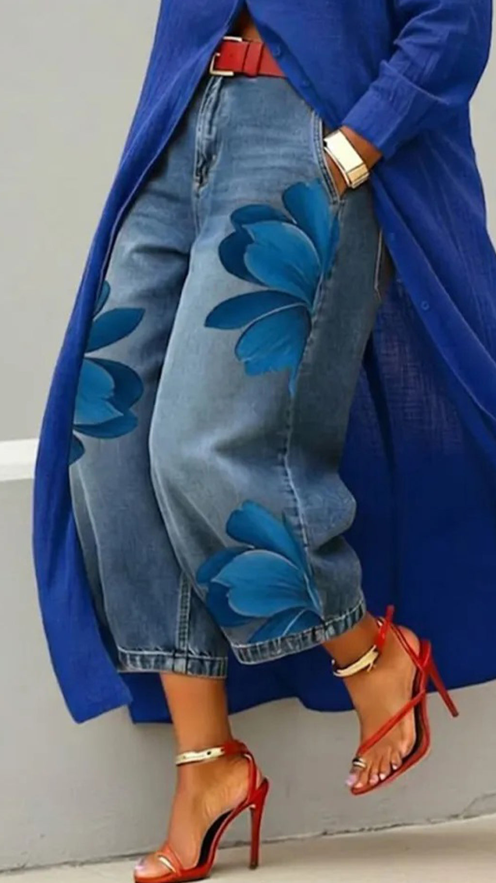 Women’s Artistic Ink Print High Waist Stretch Casual Jeans