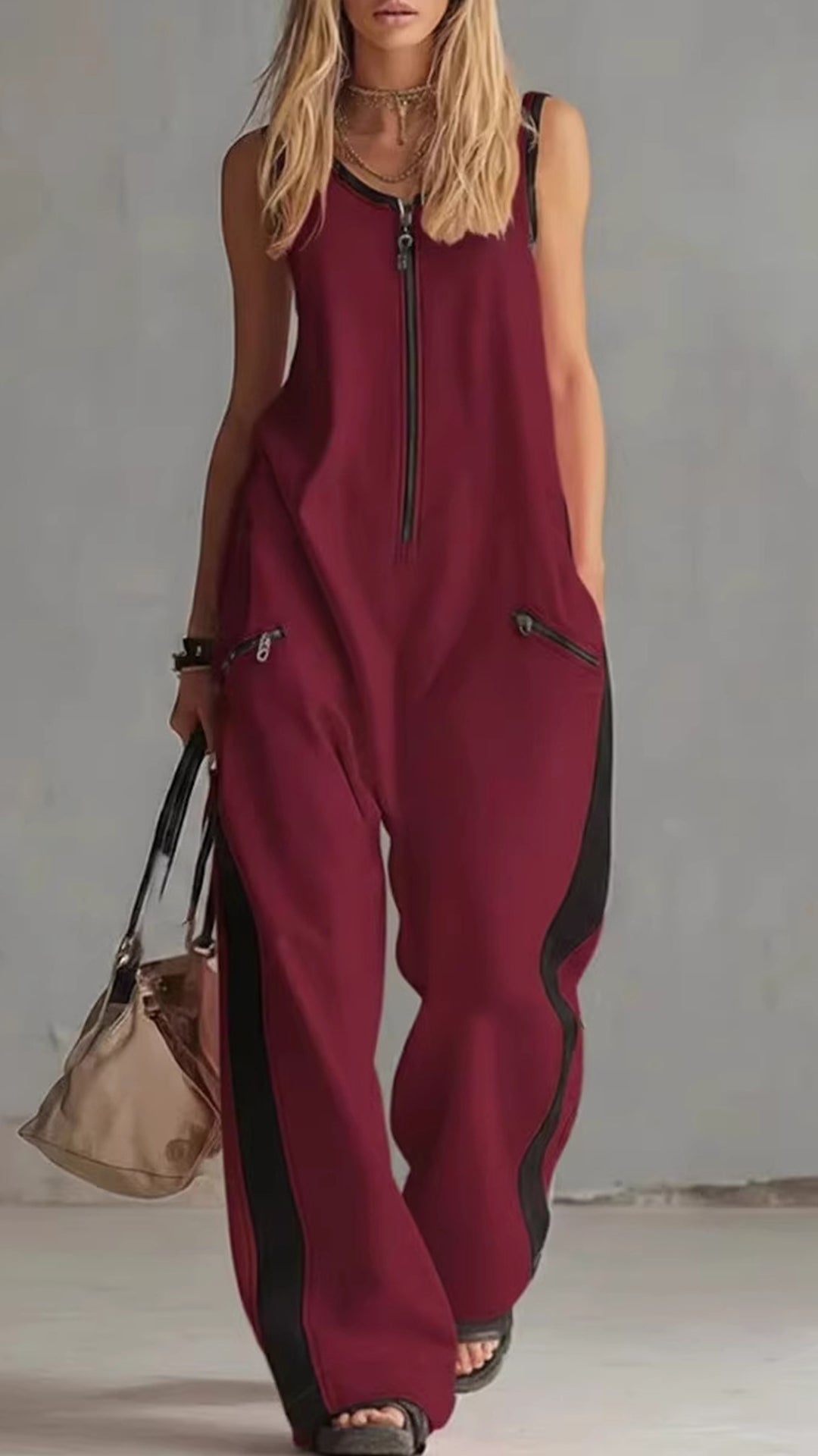 Women’s Color-Block Cotton Jumpsuit