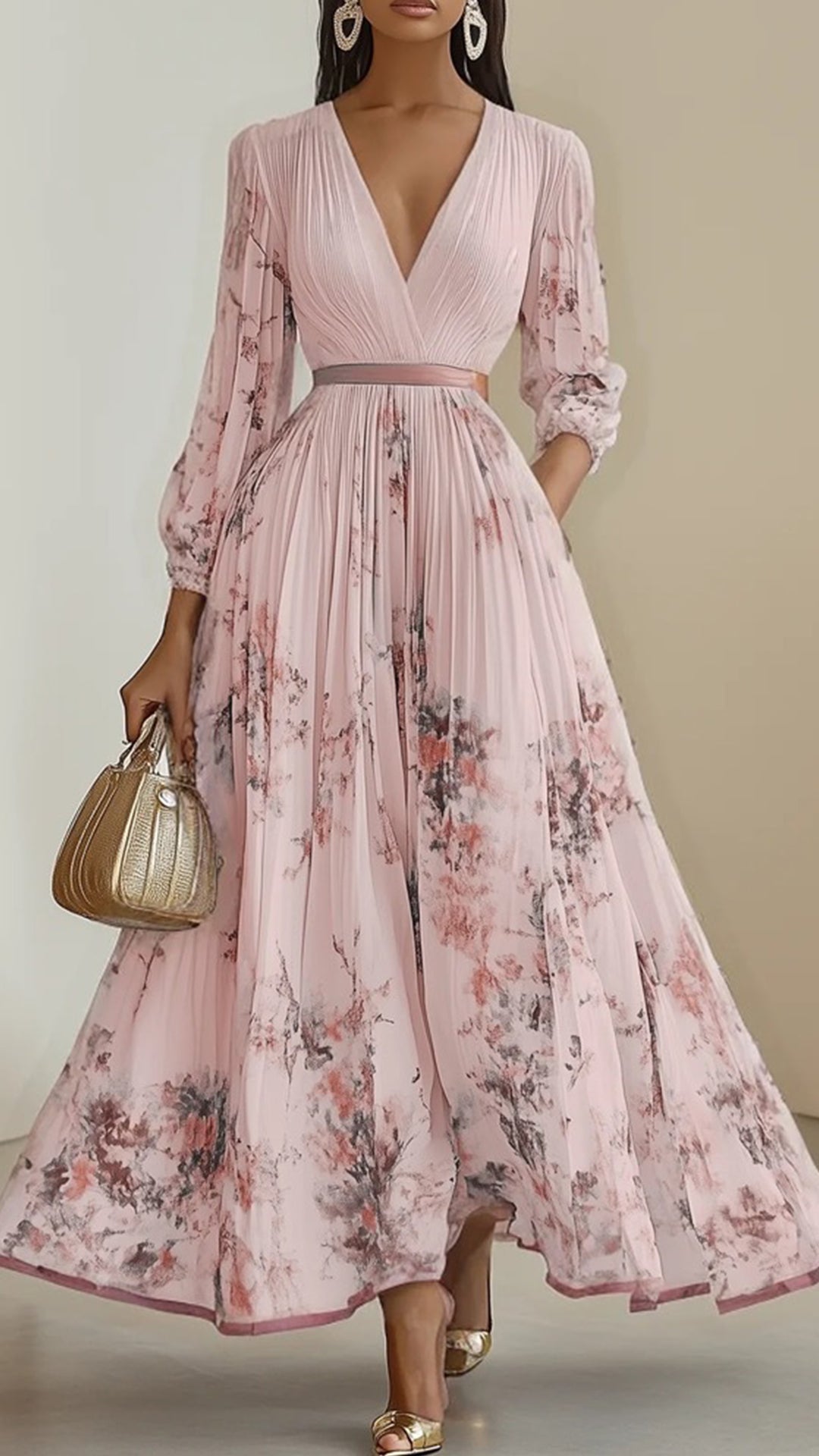 Women’s Floral Print Cotton-Blend Maxi Dress