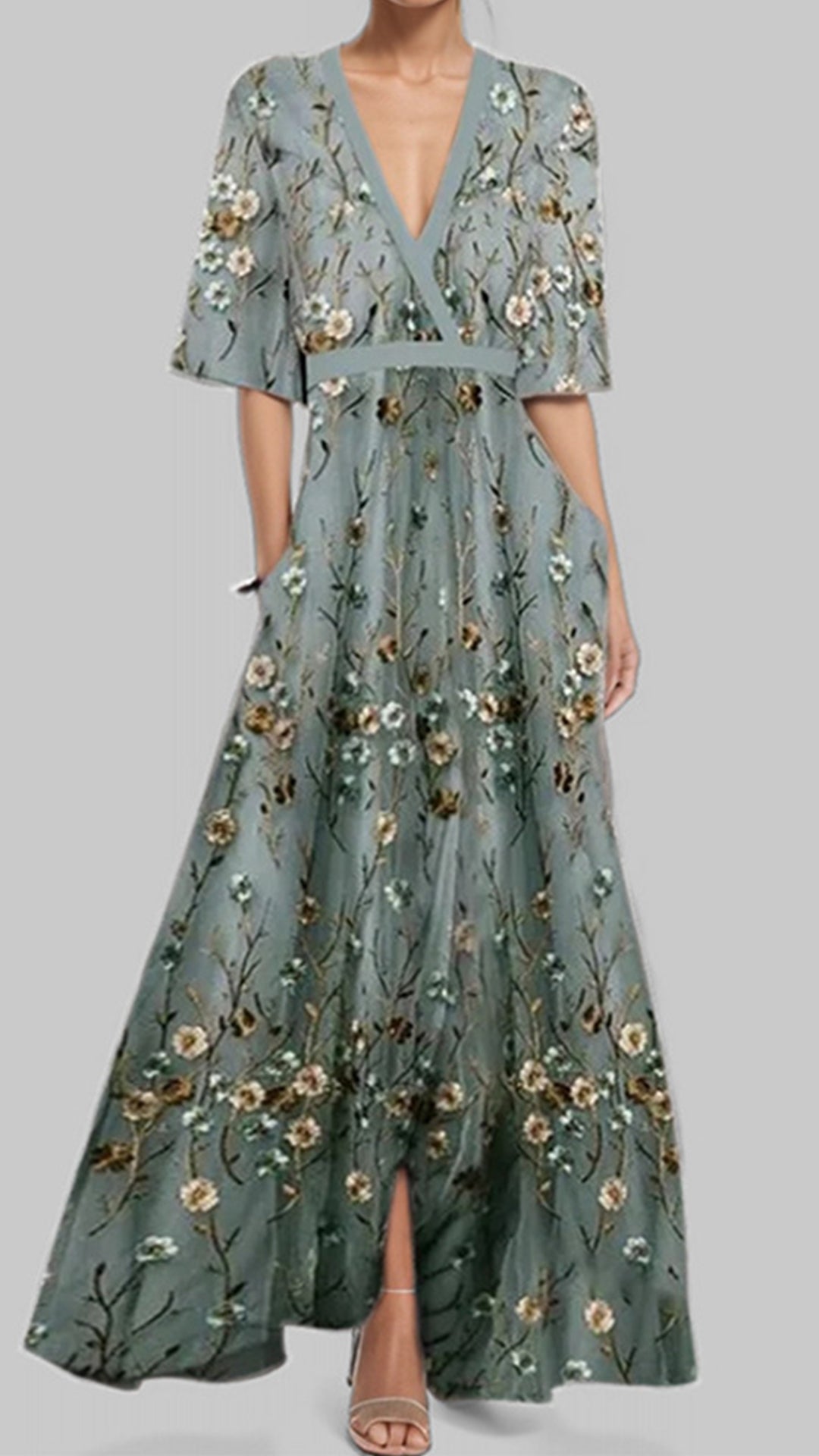 Women’s Floral Print Cotton-Blend Maxi Dress