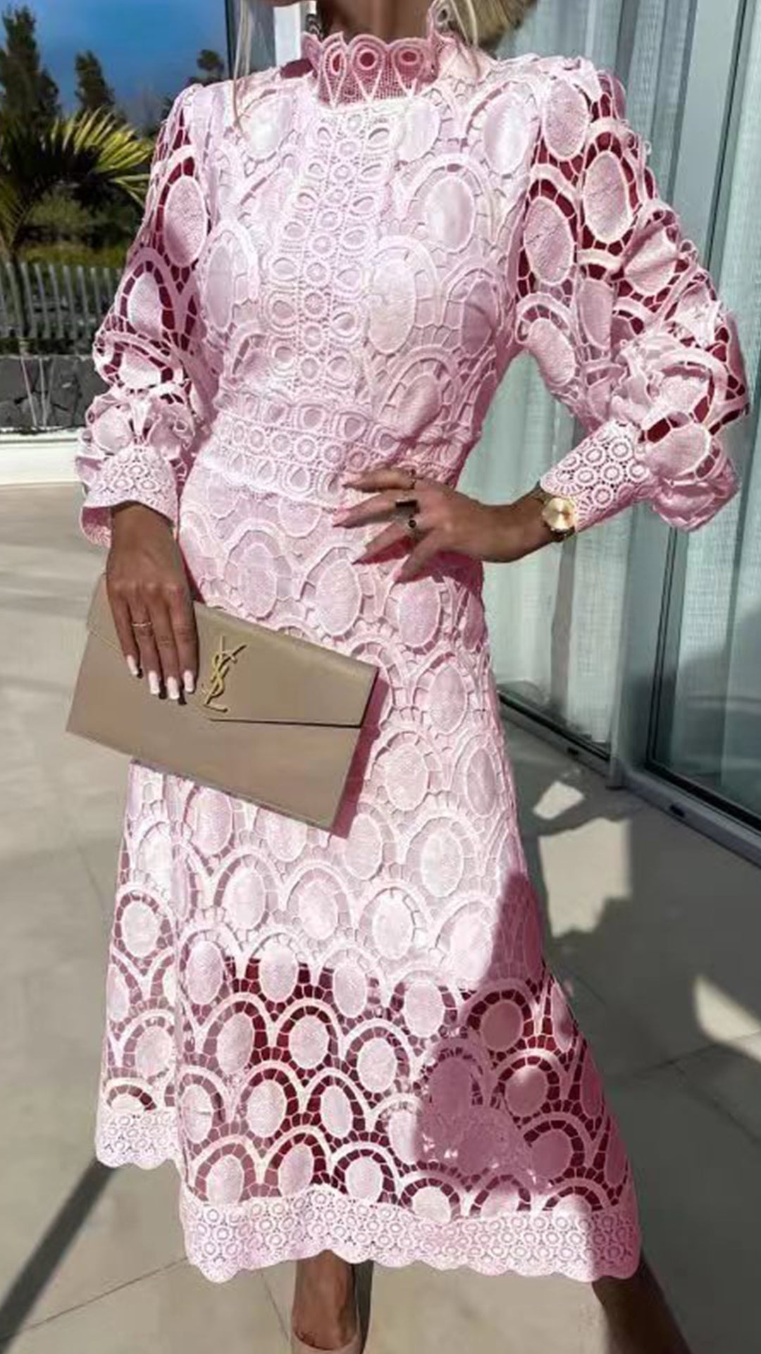 Women’s Lace Cotton-Blend Midi Dress