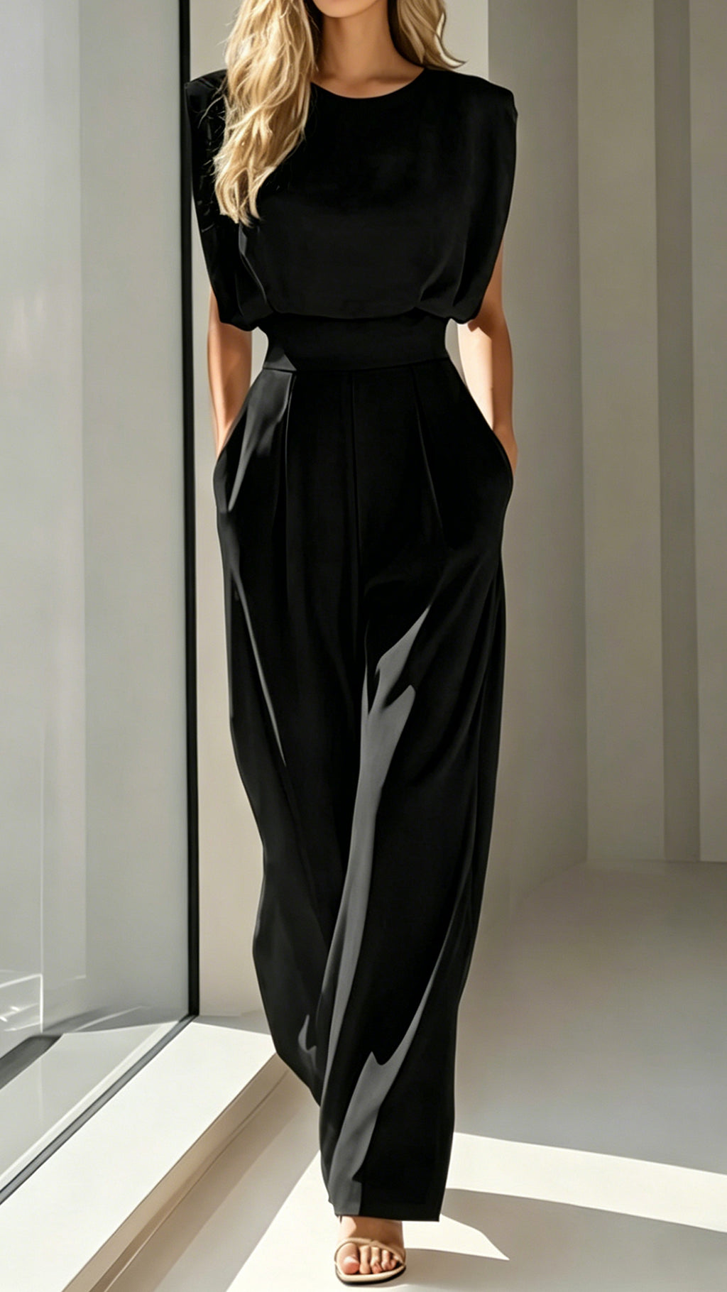 Women’s Cotton-Blend Waisted Jumpsuit