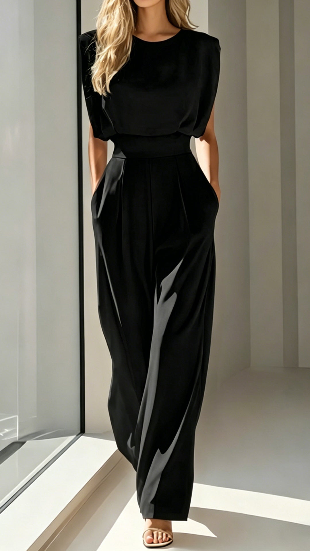 Women’s Cotton-Blend Waisted Jumpsuit