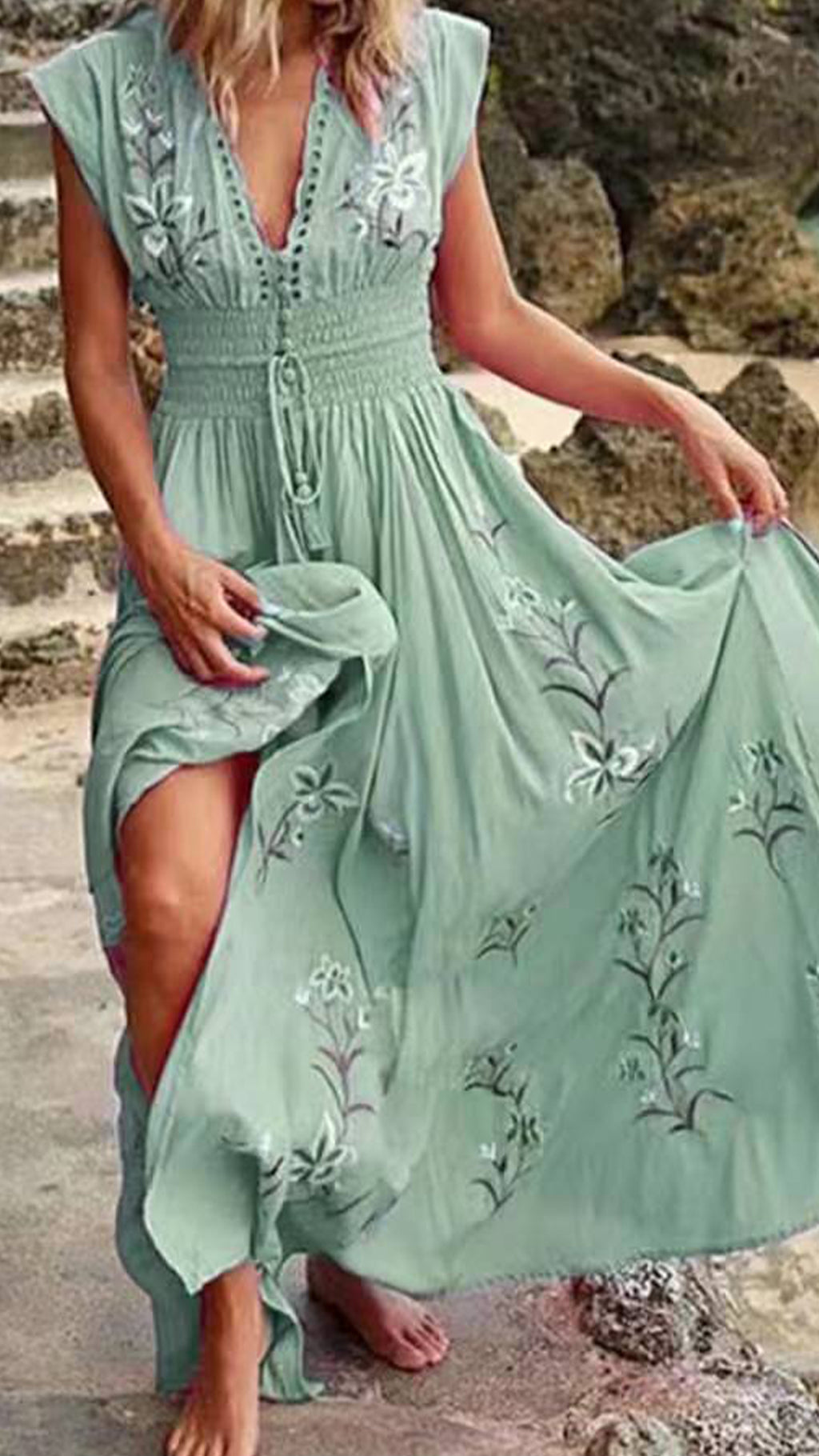 Women’s   Floral  Cotton-Blend Maxi Dress