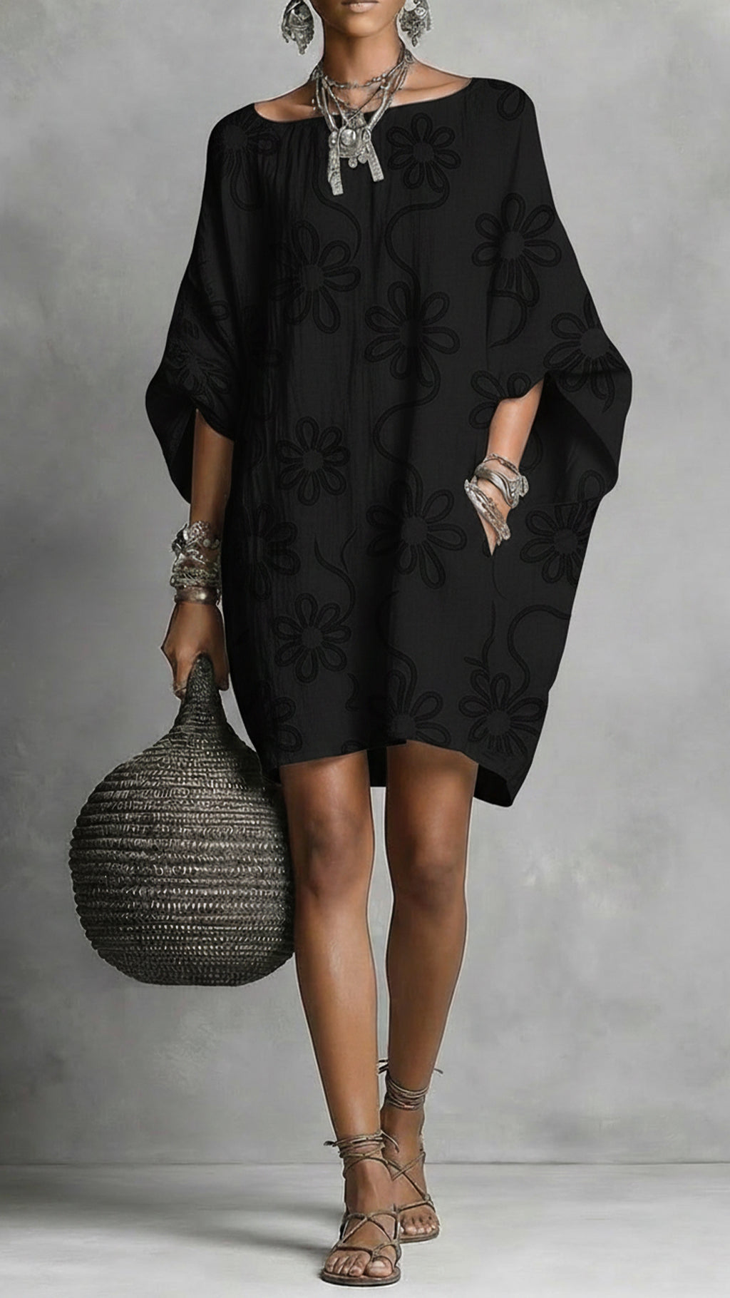 Women’s Floral Print Linen-Blend Tunic Dress