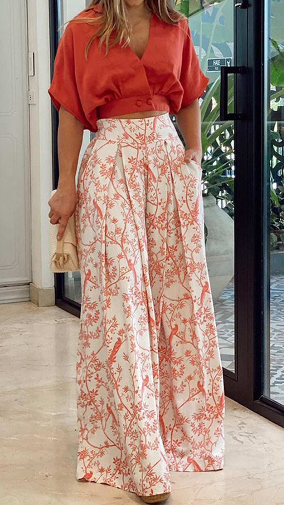 Women’s  Print Cotton-Blend Two-Piece Set